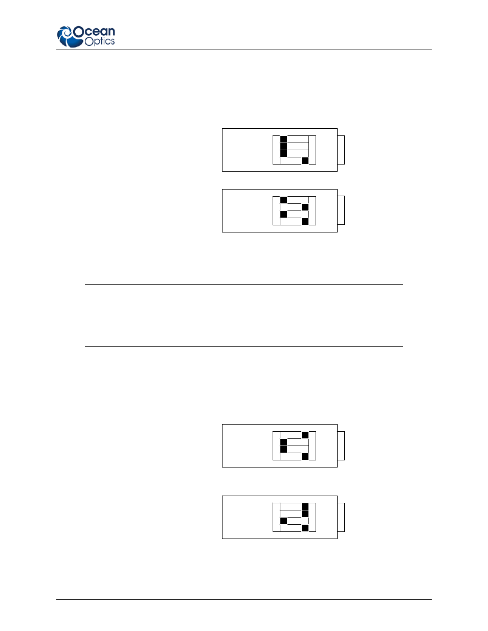 9600 baud rate switch settings, Unit 1 (master) switch settings, Unit 2 (slave) switch settings | 115200 baud rate switch settings | Ocean Optics SERIAL-BT-ADP User Manual | Page 3 / 4