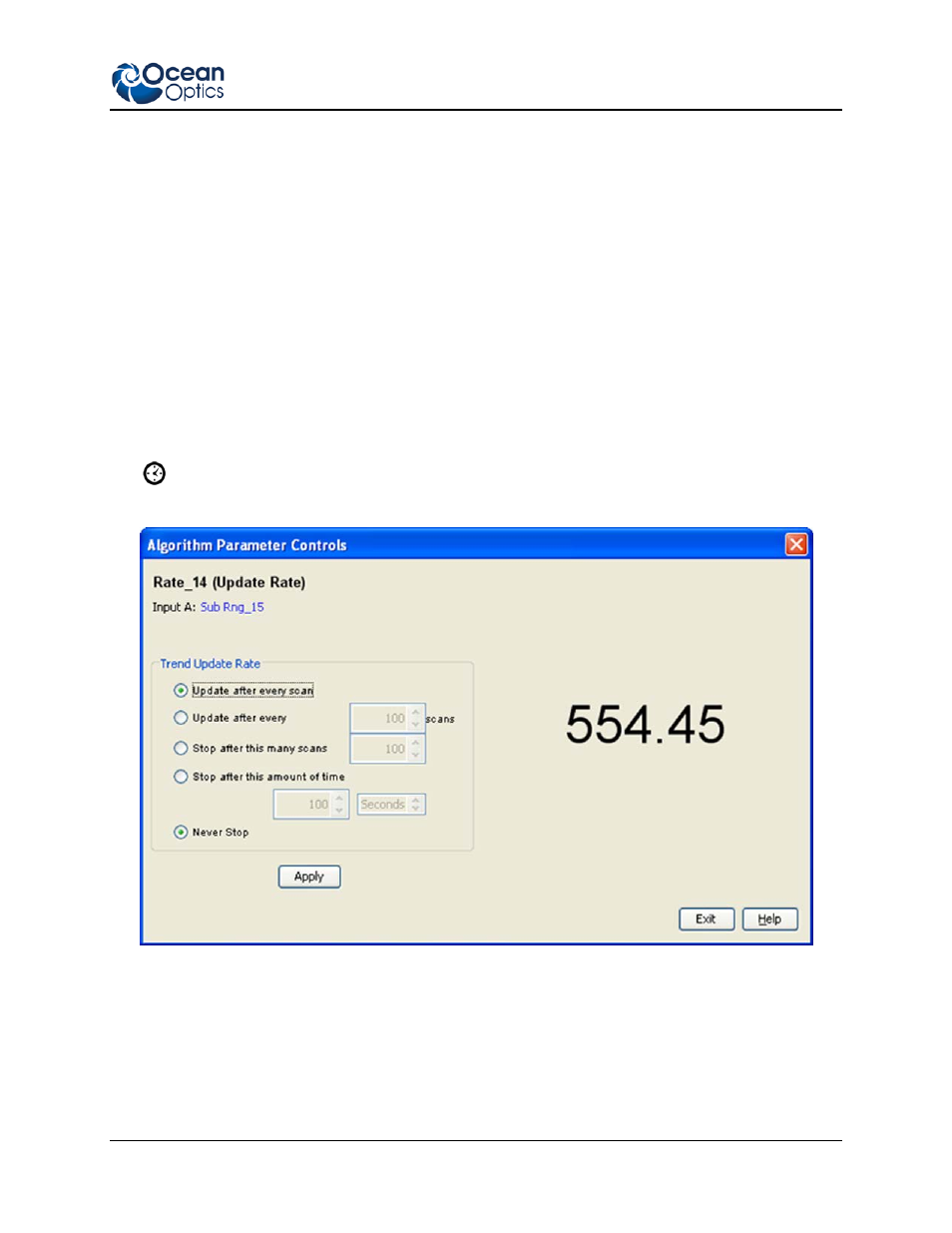 Strip chart configure time control, Splicing spectral data | Ocean Optics Ocean View Install User Manual | Page 65 / 110