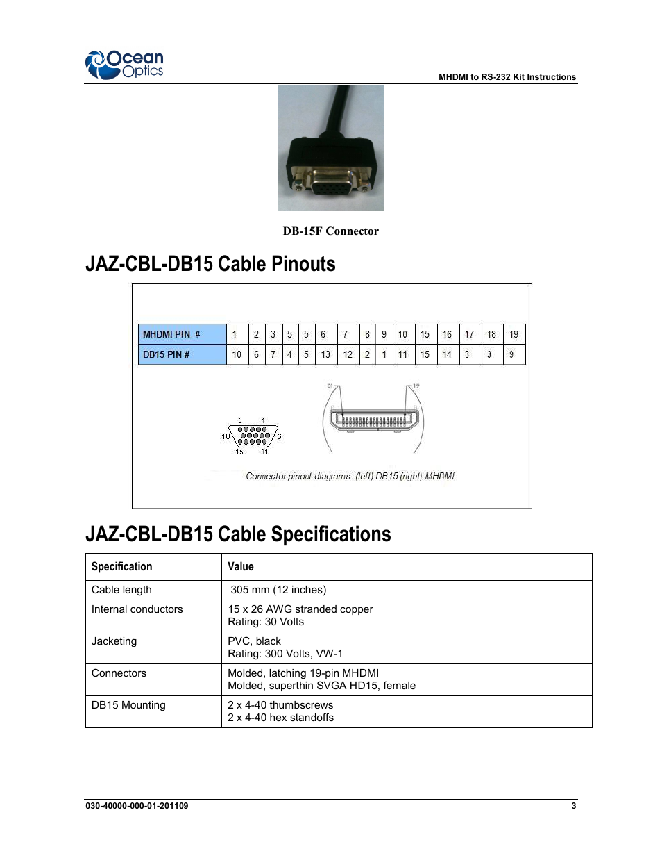 Ocean Optics MHDMI to RS-232 Kit User Manual | Page 3 / 4