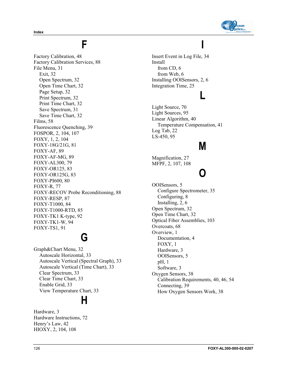 Ocean Optics OOISensors User Manual | Page 136 / 138