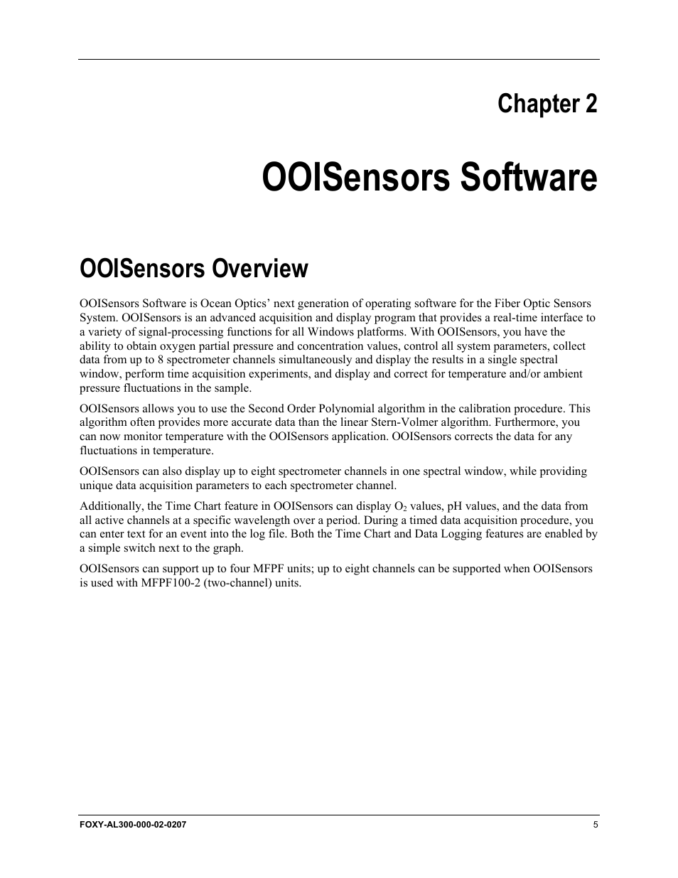 Ooisensors software, Ooisensors overview, Chapter 2 | Ocean Optics OOISensors User Manual | Page 15 / 138