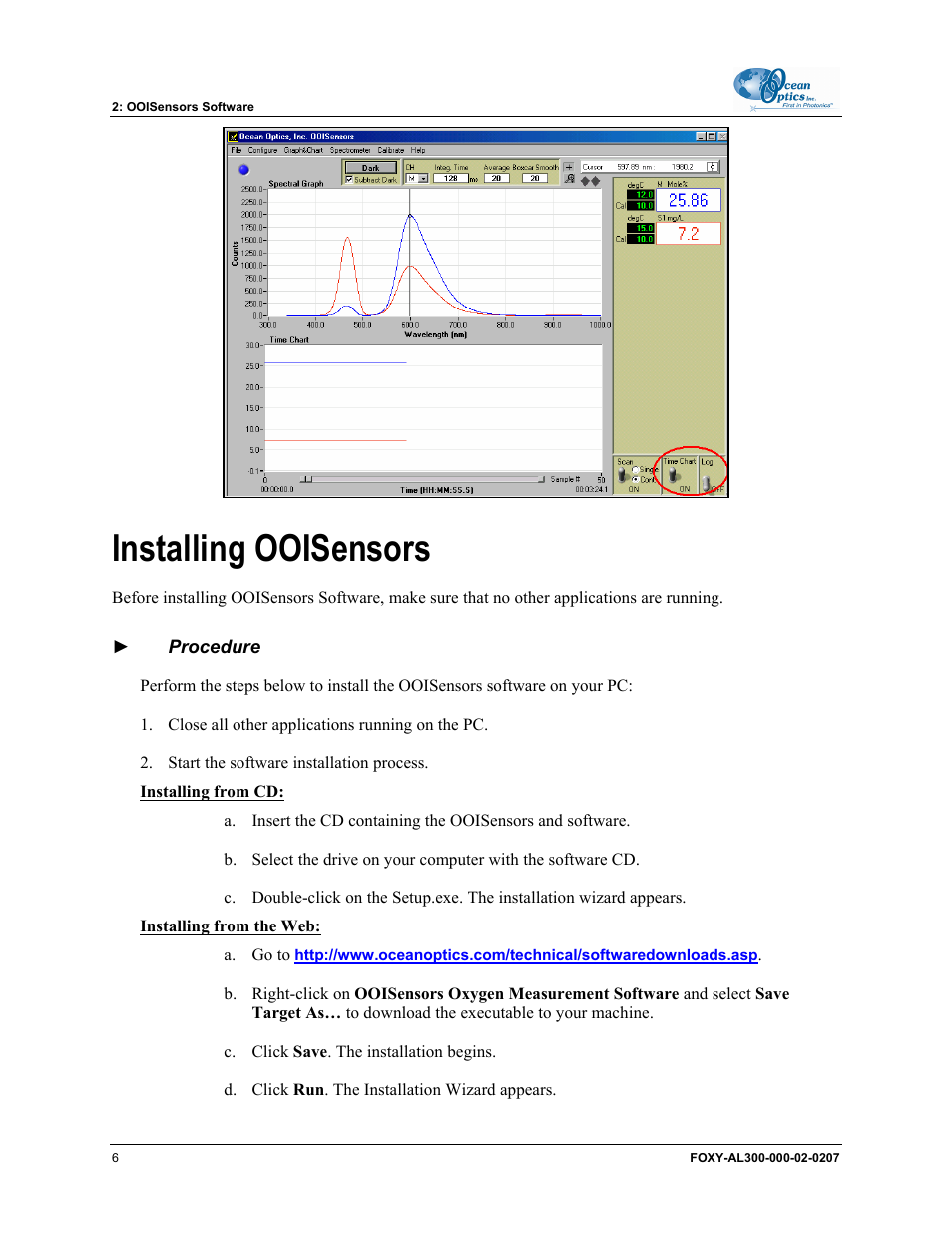 Installing ooisensors, Installing from cd, Installing from the web | Ocean Optics OOISensors User Manual | Page 16 / 138