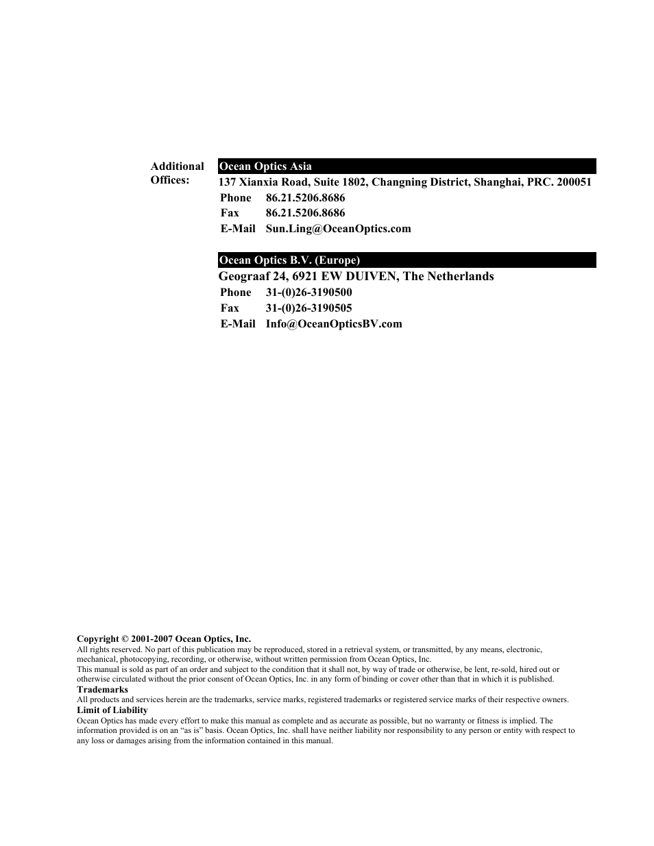 Ocean Optics OOISensors User Manual | Page 2 / 138