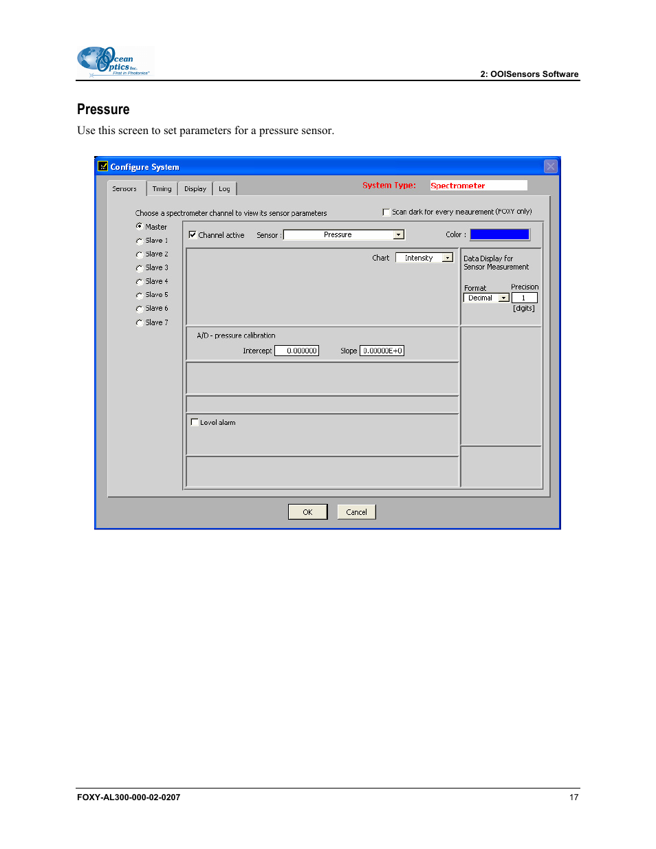 Pressure | Ocean Optics OOISensors User Manual | Page 27 / 138