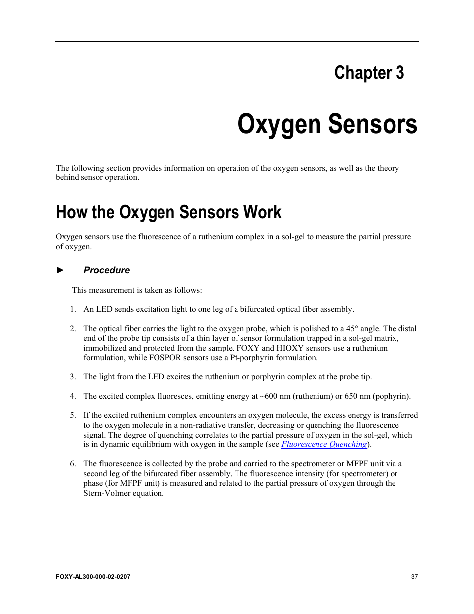 Oxygen sensors, How the oxygen sensors work, Chapter 3: oxygen sensors | Chapter 3 | Ocean Optics OOISensors User Manual | Page 47 / 138