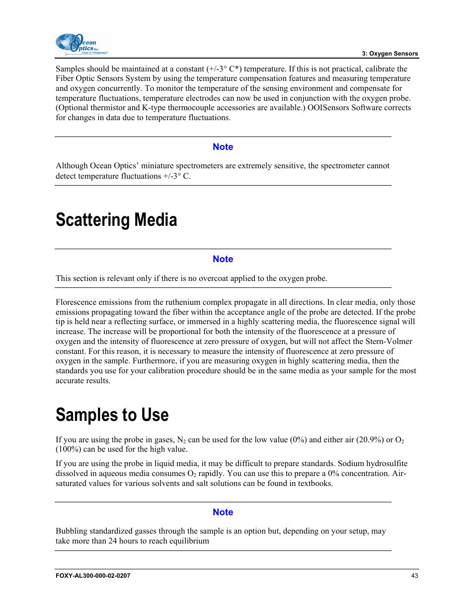 Scattering media, Samples to use, Scattering media samples to use | Ocean Optics OOISensors User Manual | Page 53 / 138