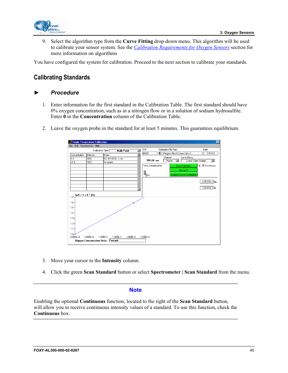 Calibrating standards | Ocean Optics OOISensors User Manual | Page 55 / 138