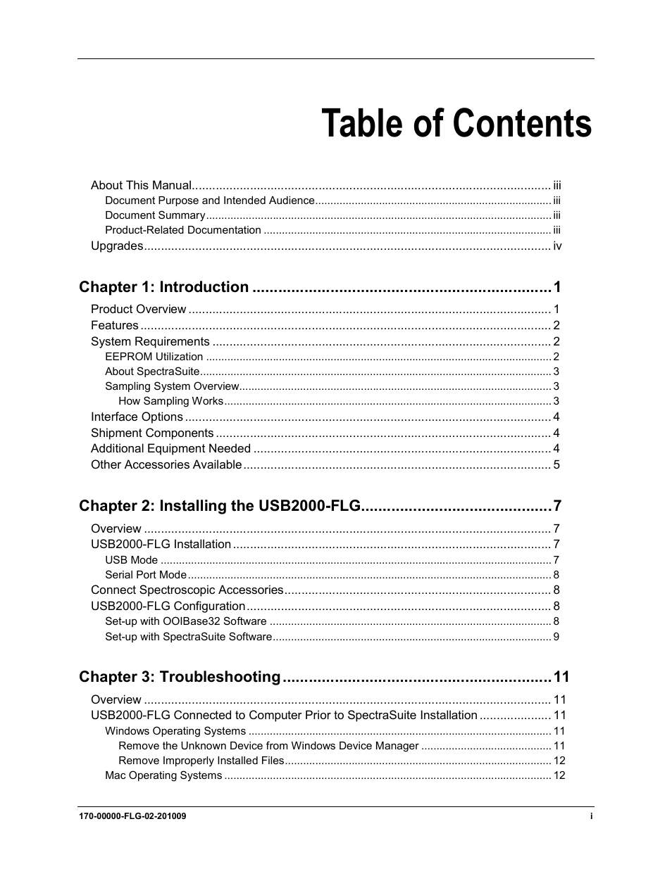 Ocean Optics USB2000-FLG User Manual | Page 3 / 34