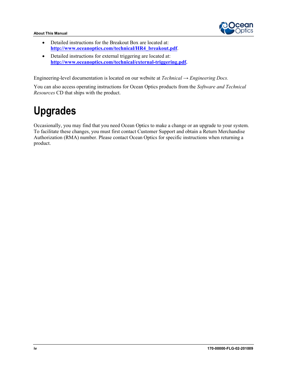 Upgrades | Ocean Optics USB2000-FLG User Manual | Page 6 / 34