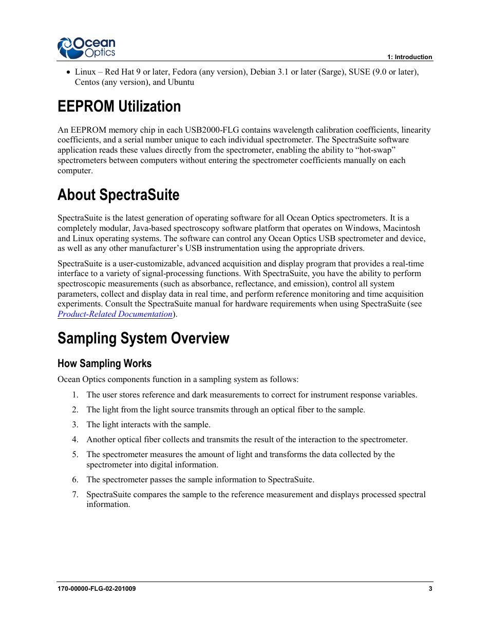 About spectrasuite sampling system overview, How sampling works, Eeprom utilization | About spectrasuite, Sampling system overview | Ocean Optics USB2000-FLG User Manual | Page 9 / 34