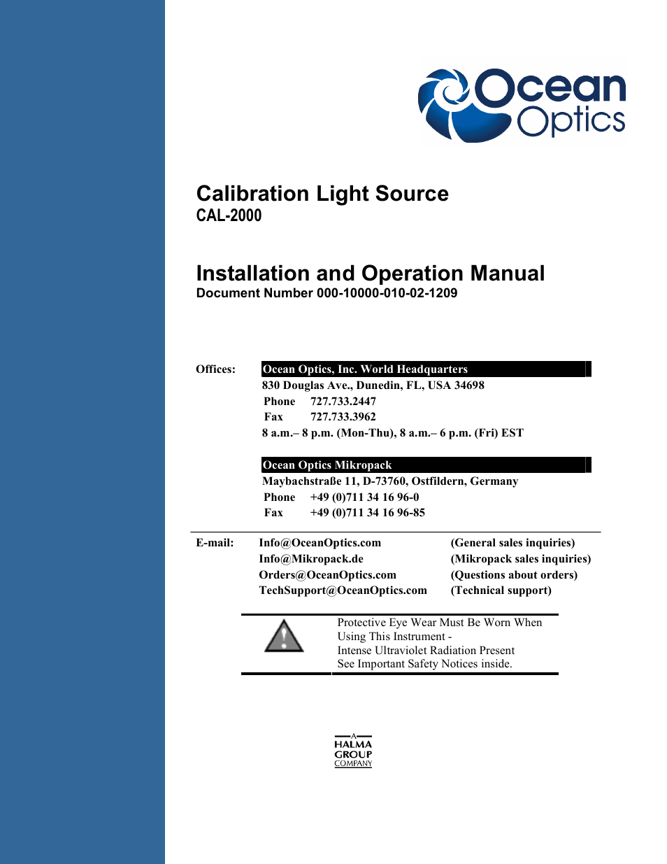 Ocean Optics CAL-2000 User Manual | 20 pages