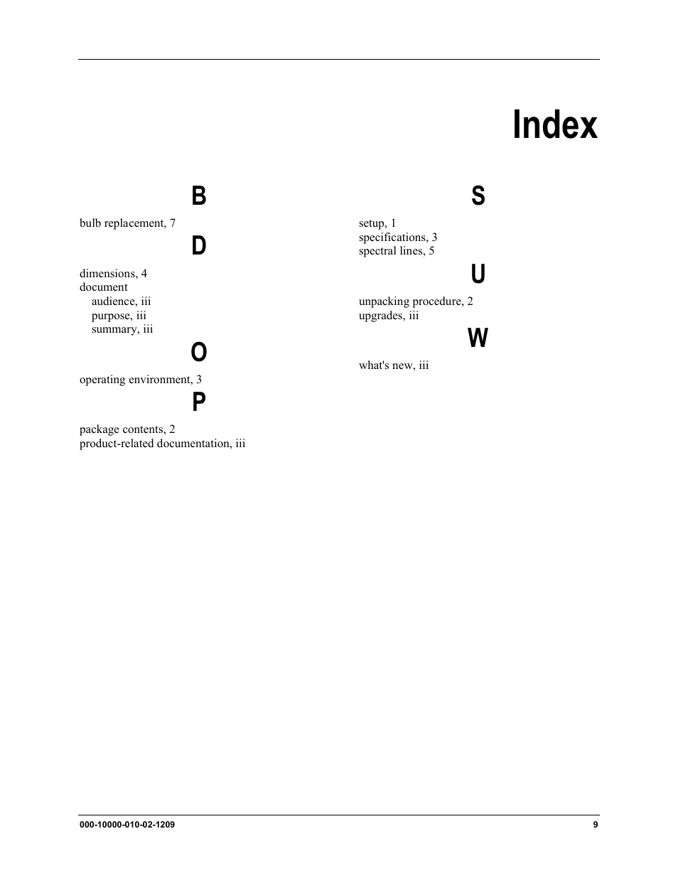 Index | Ocean Optics CAL-2000 User Manual | Page 19 / 20