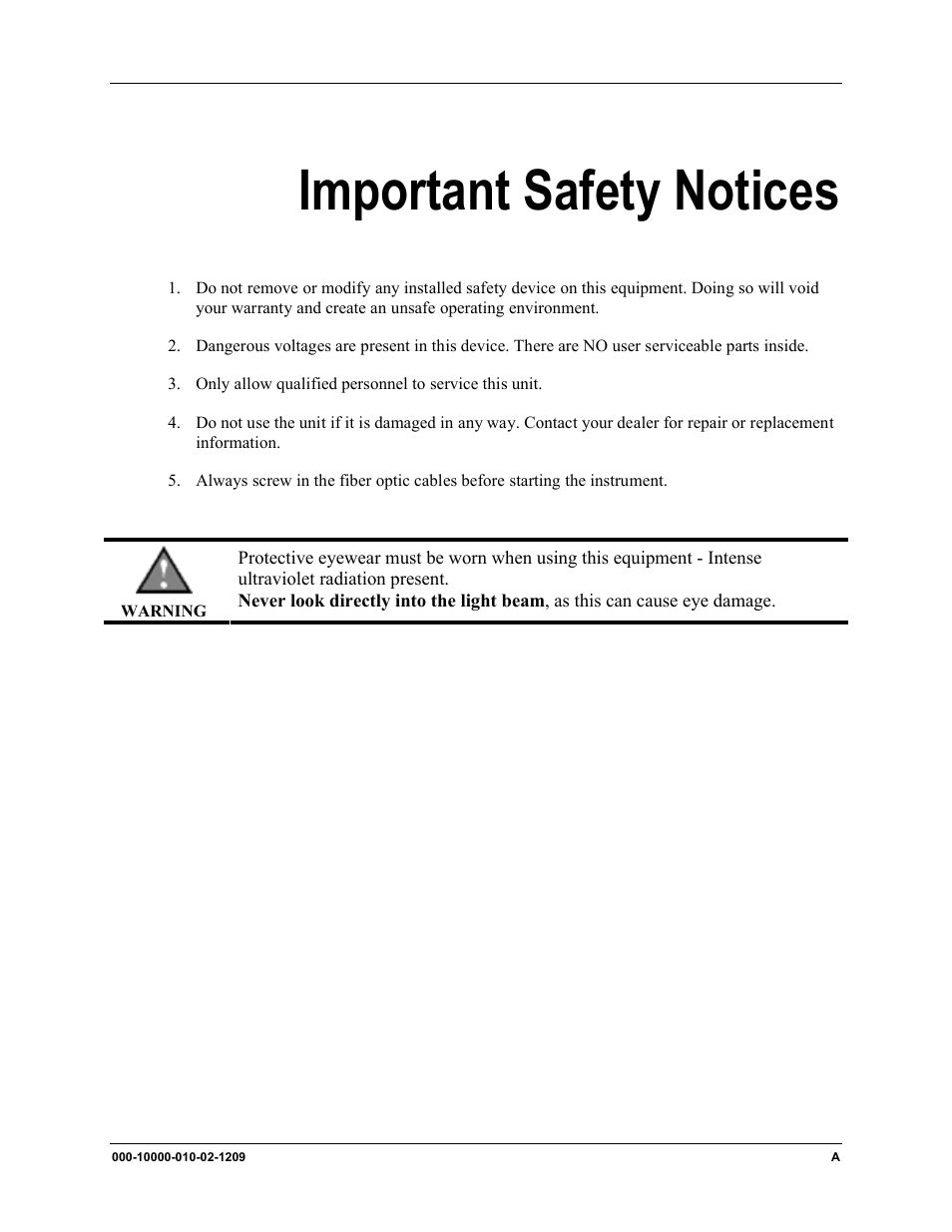 Important safety notices | Ocean Optics CAL-2000 User Manual | Page 5 / 20