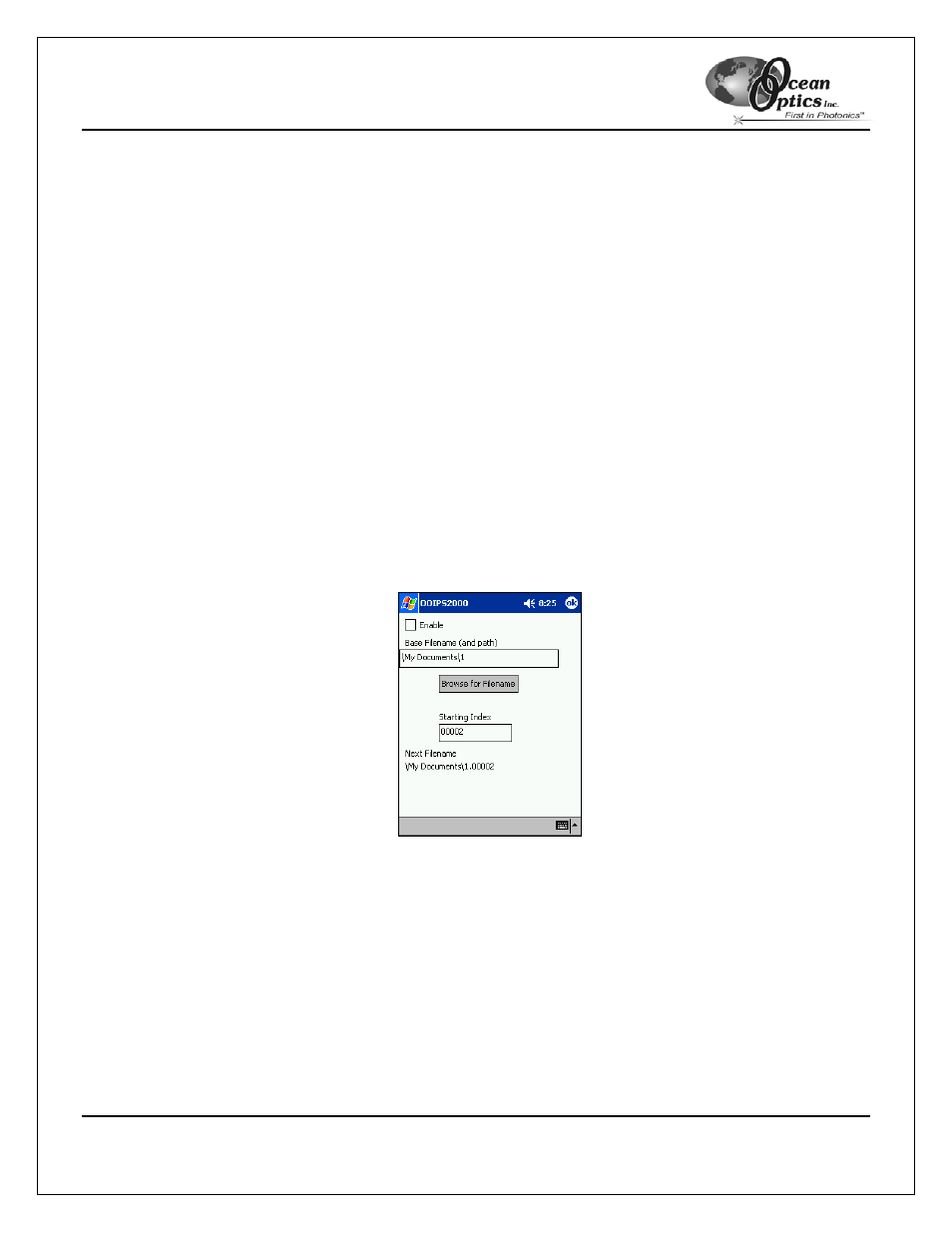 Autoincrement filenames, Enable, Configure | Ocean Optics OOIPS2000 User Manual | Page 17 / 50