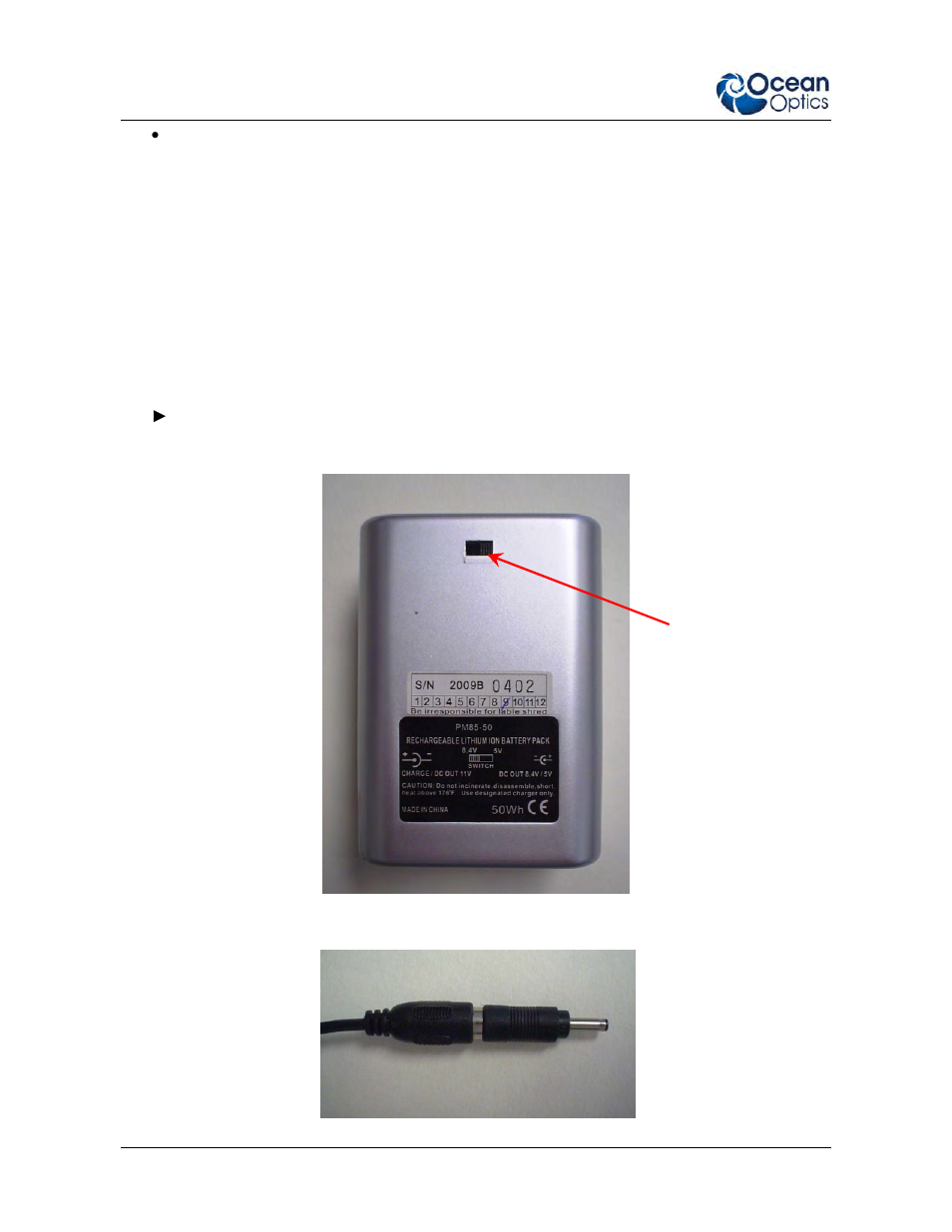 Set-up and operation, Charging the battery, Connecting the battery pack to jaz | Ocean Optics Jaz Battery Pack User Manual | Page 2 / 4