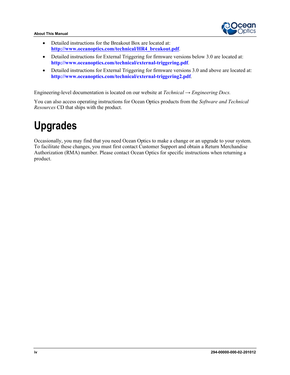 Upgrades | Ocean Optics HR2000+ Install User Manual | Page 6 / 34