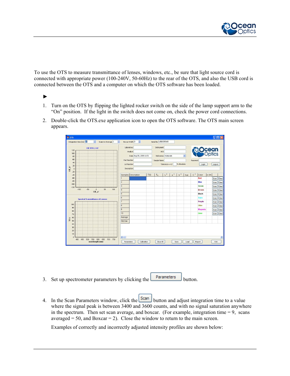 Measuring transmittance | Ocean Optics OTS User Manual | Page 12 / 24