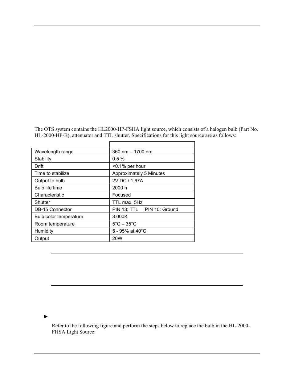Bulb replacement, Overview, Hl-2000-fhsa-hp | Replacing the bulb, Appendix a: bulb replacement, Appendix a | Ocean Optics OTS User Manual | Page 19 / 24