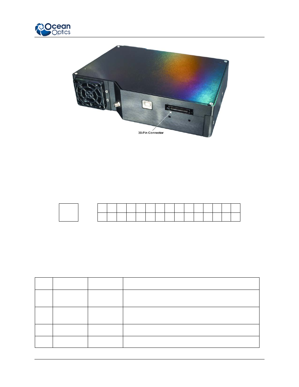 Pin accessory connector pinout diagram | Ocean Optics QE Pro Install User Manual | Page 31 / 35