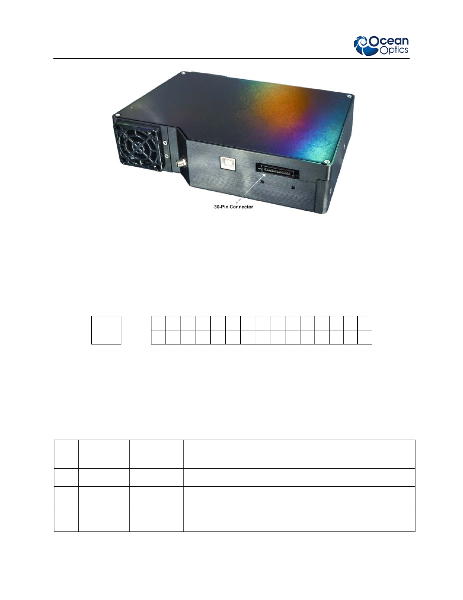 Pin accessory connector pinout diagram | Ocean Optics QE65000 User Manual | Page 32 / 38