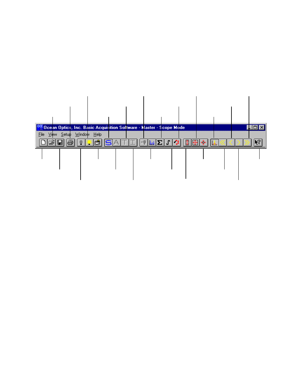 Toolbar functions | Ocean Optics OOIBase16 User Manual | Page 11 / 14