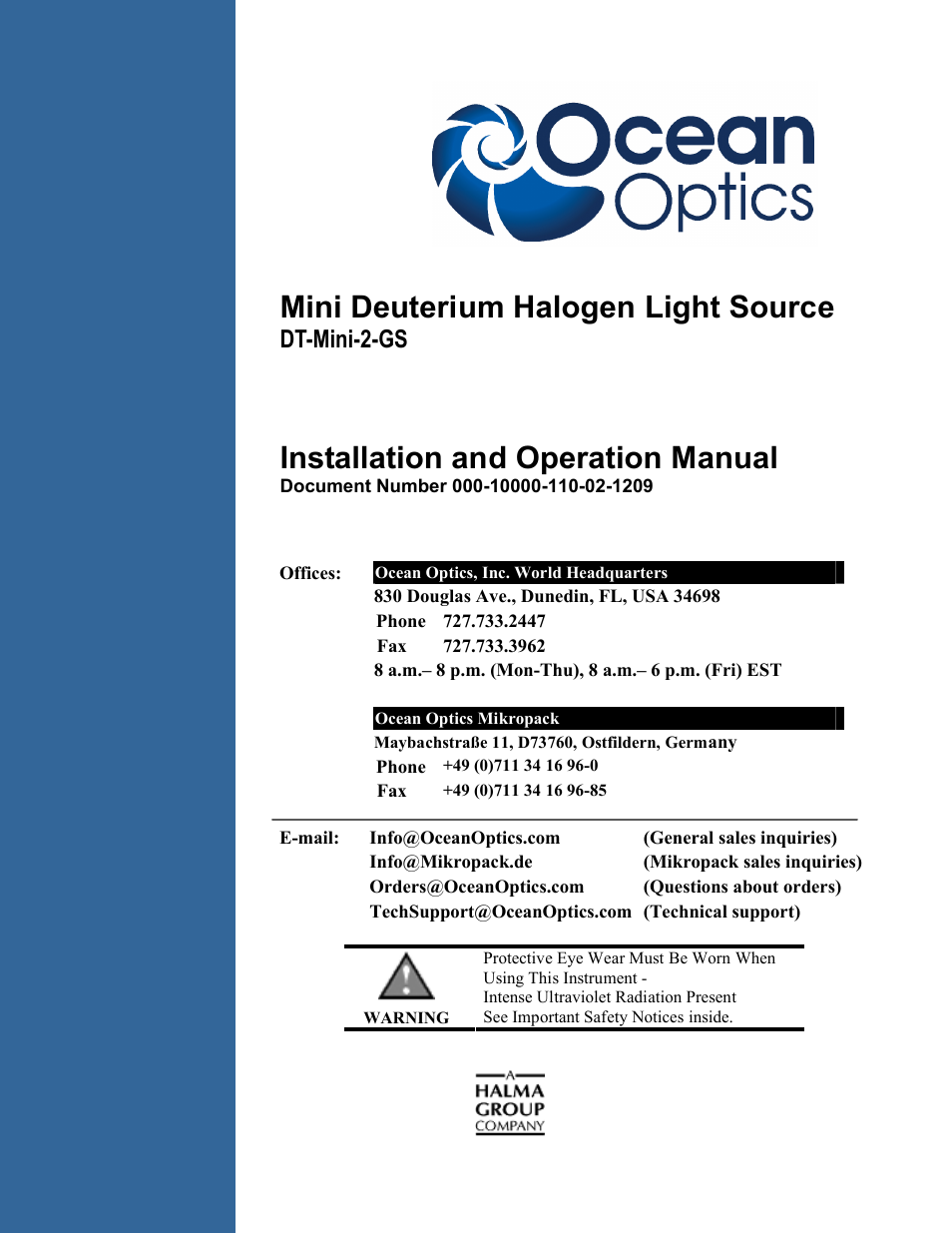 Ocean Optics DT-Mini-2-GS User Manual | 18 pages