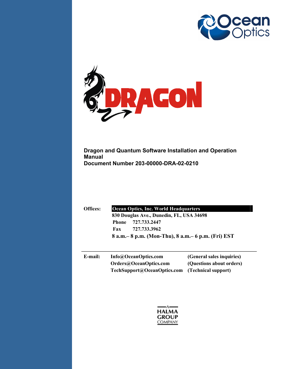 Ocean Optics Dragon User Manual | 38 pages