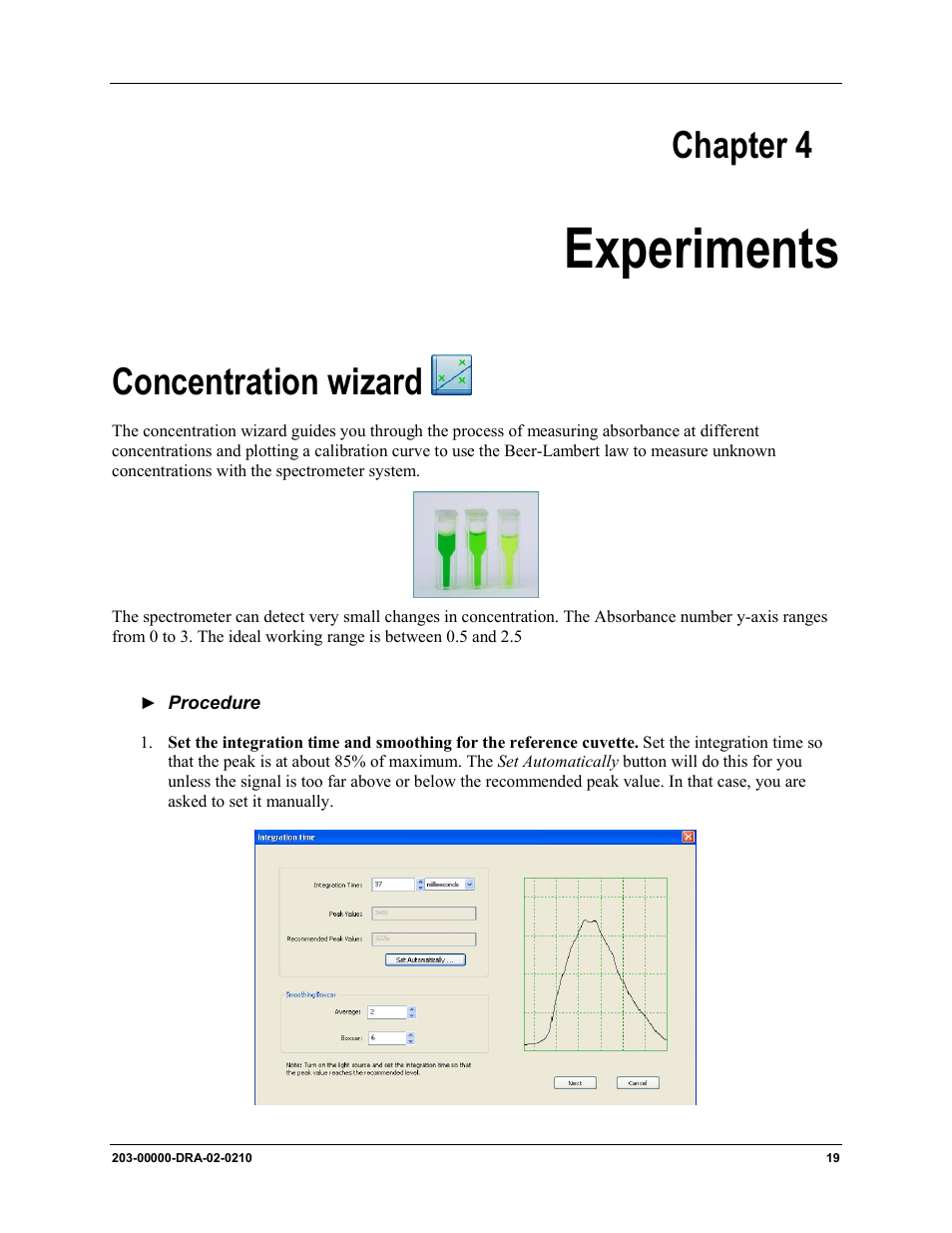 Experiments, Chapter 4, Concentration wizard | Ocean Optics Dragon User Manual | Page 25 / 38