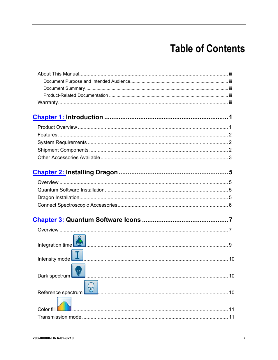 Ocean Optics Dragon User Manual | Page 3 / 38