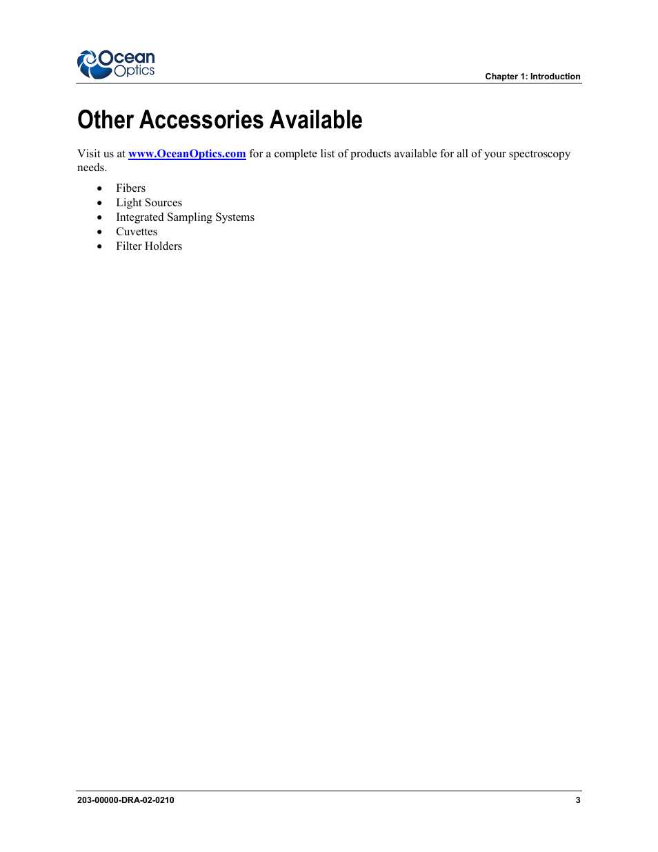 Other accessories available | Ocean Optics Dragon User Manual | Page 9 / 38