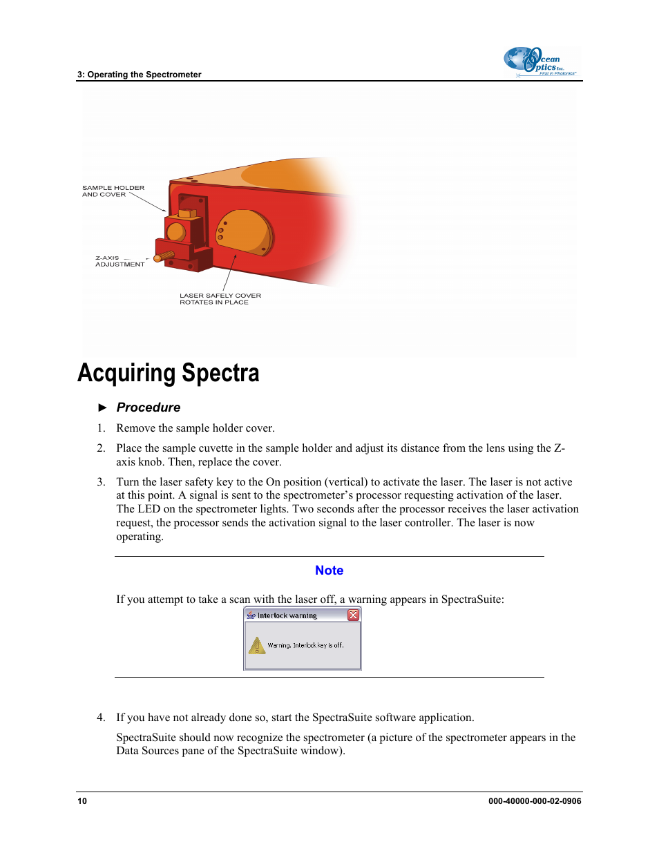 Acquiring spectra, Proc | Ocean Optics MMS Raman User Manual | Page 12 / 30