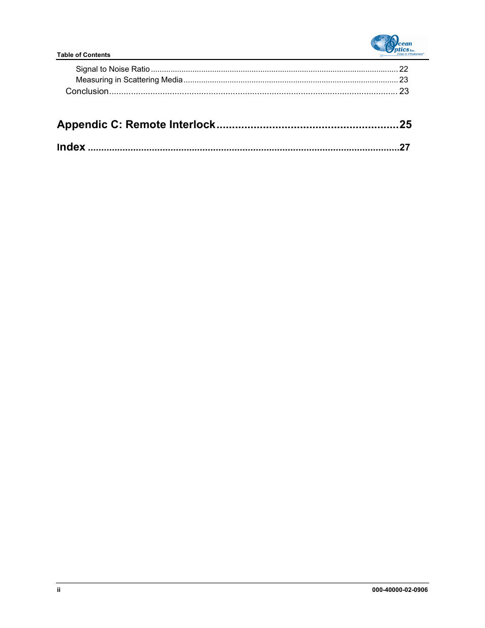 Appendic c: remote interlock, Ndex | Ocean Optics MMS Raman User Manual | Page 4 / 30