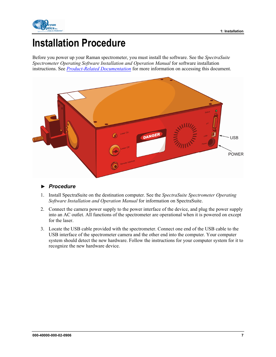 Installation procedure | Ocean Optics MMS Raman User Manual | Page 9 / 30