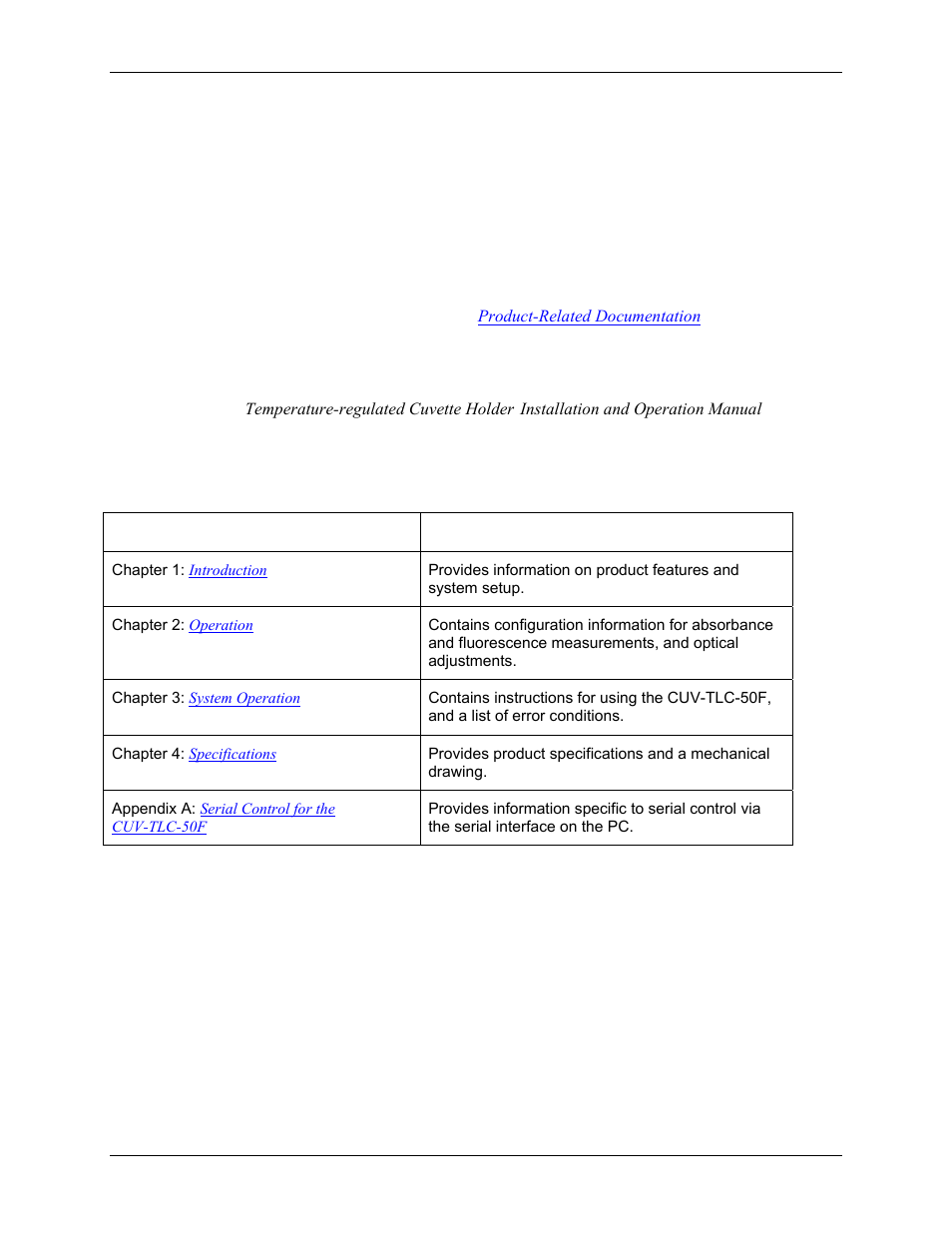 About this manual, Document purpose and intended audience, What’s new in this document | Document summary | Ocean Optics CUV-TLC-50F User Manual | Page 5 / 28