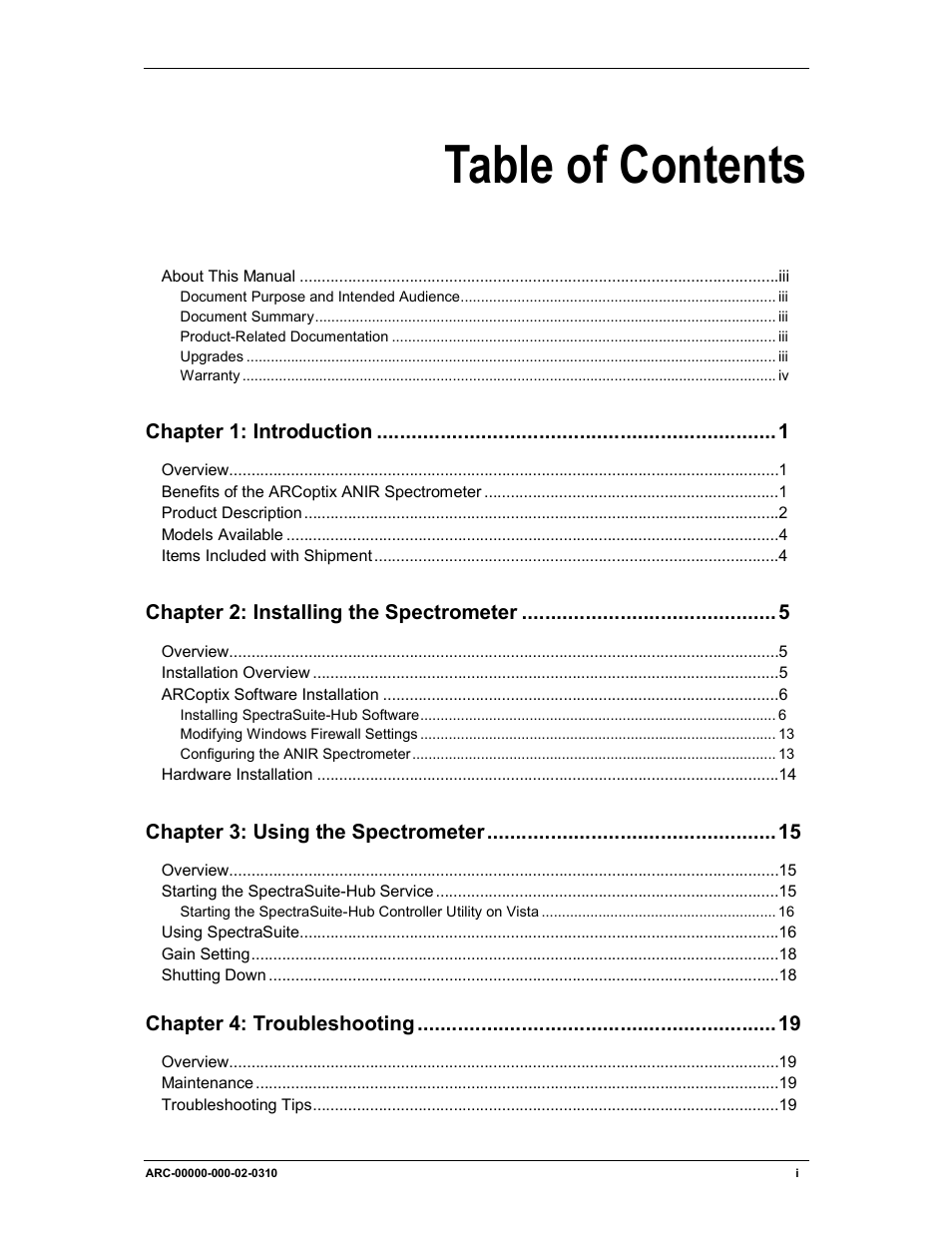 Ocean Optics ARCoptix ANIR User Manual | Page 3 / 38