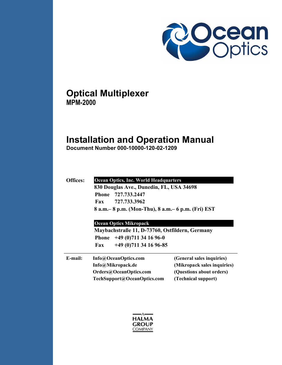 Ocean Optics MPM-2000 User Manual | 32 pages