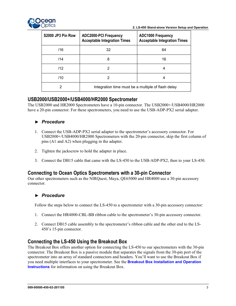 Connecting the ls-450 using the breakout box | Ocean Optics LS-450 User Manual | Page 13 / 32