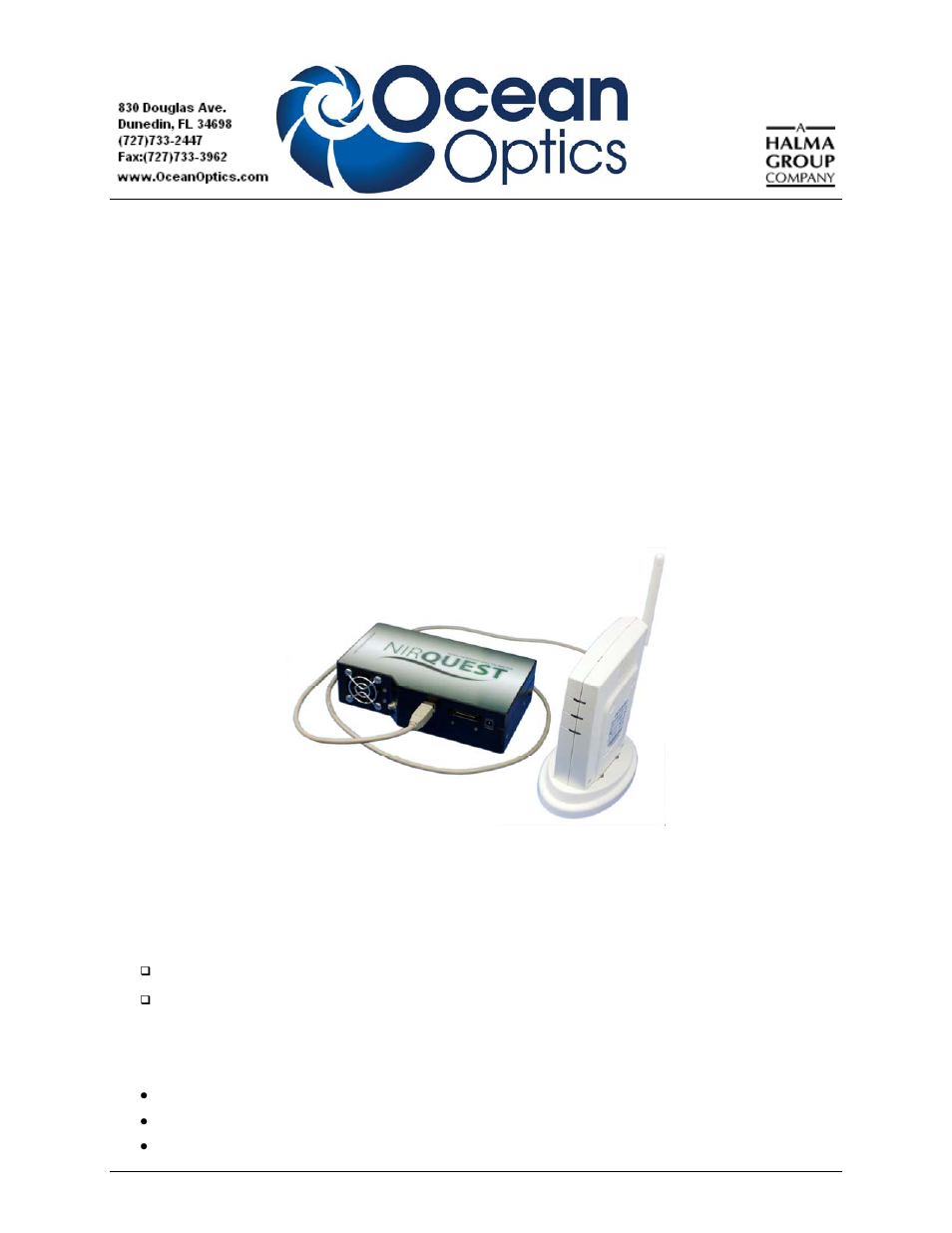 Ocean Optics WUE User Manual | 2 pages