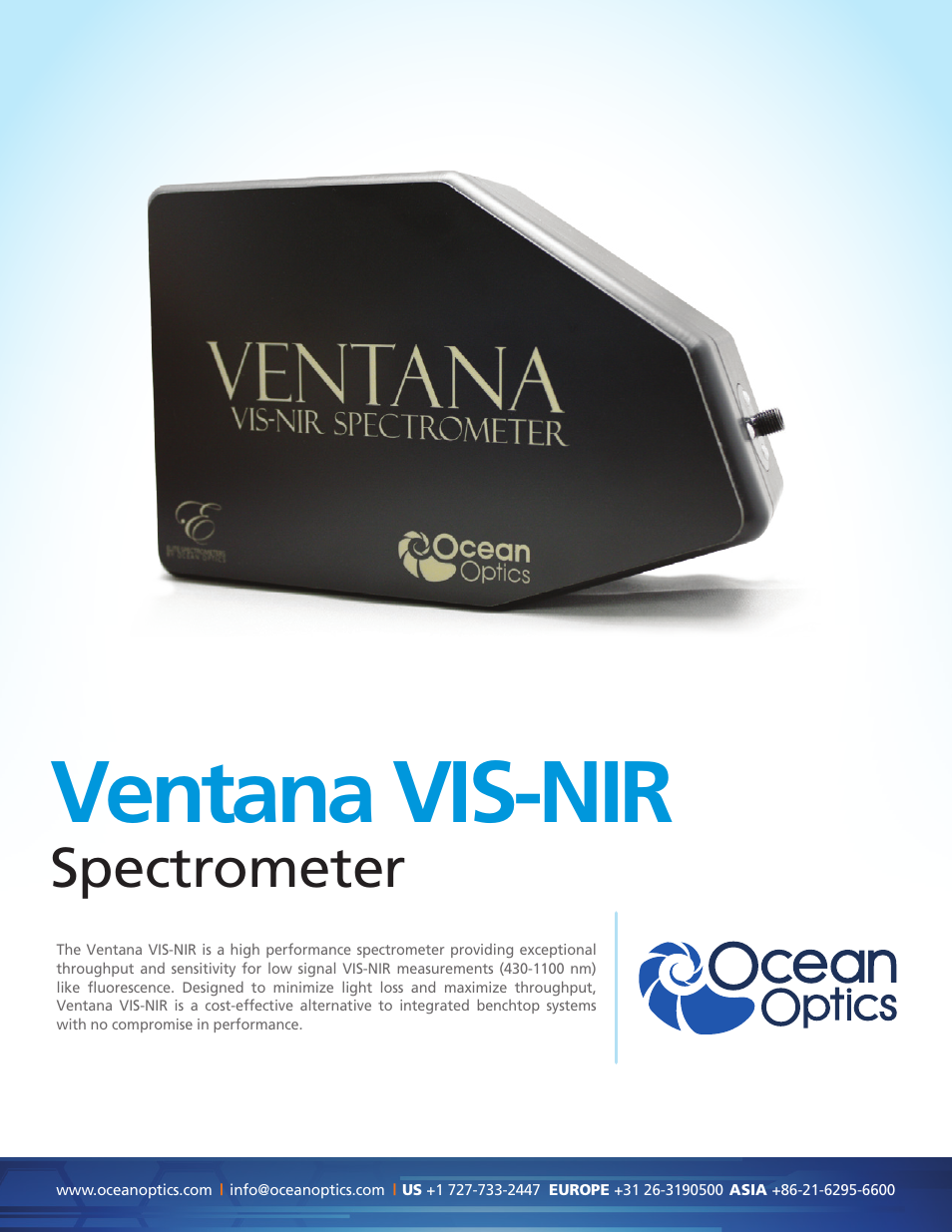 Ocean Optics Ventana VIS-NIR User Manual | 2 pages