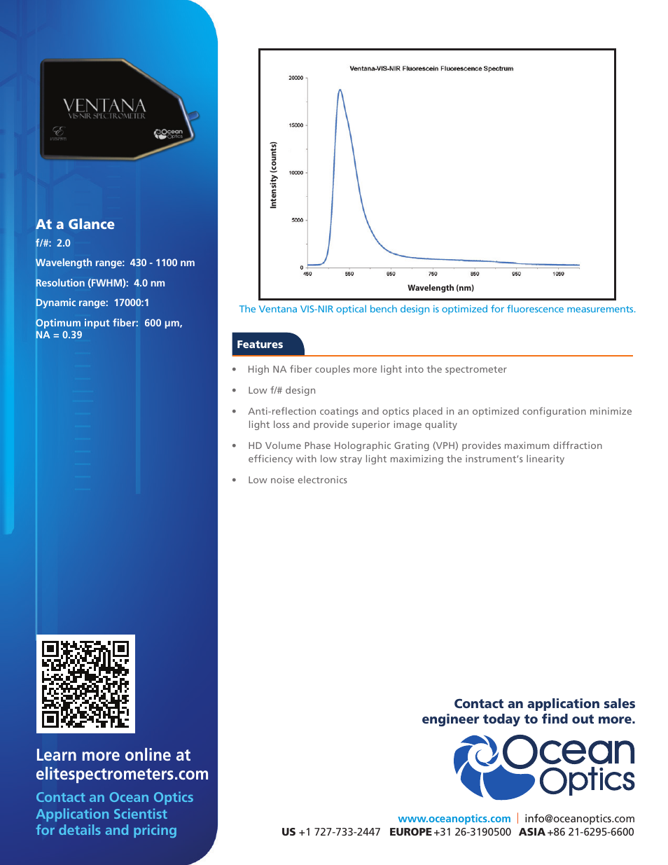 At a glance | Ocean Optics Ventana VIS-NIR User Manual | Page 2 / 2