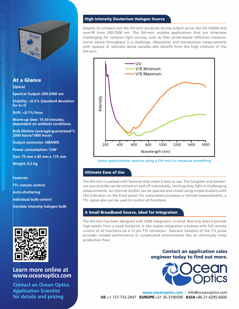 At a glance | Ocean Optics DH-mini UV-Vis-NIR Light Source User Manual | Page 2 / 2