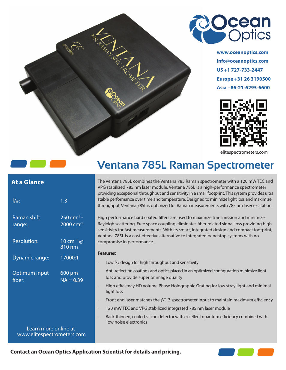 Ocean Optics Ventana 785L Raman User Manual | 1 page