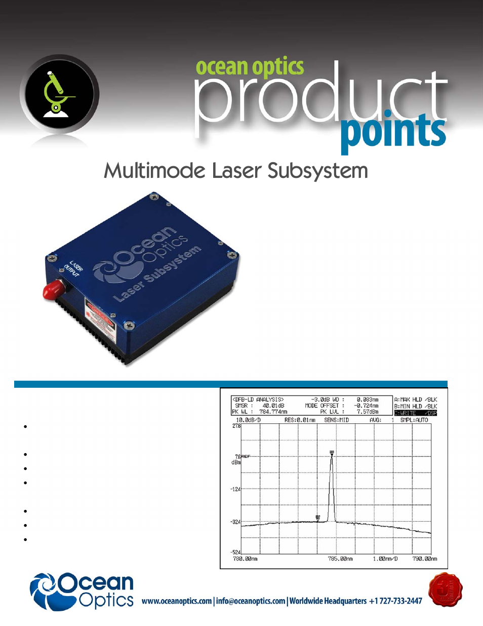 Ocean Optics Multimode Laser Subsystem User Manual | 1 page