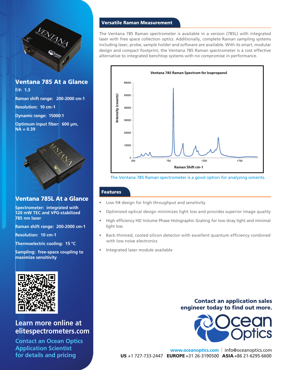 Ventana 785 at a glance, Ventana 785l at a glance | Ocean Optics Ventana 785 Series User Manual | Page 2 / 2