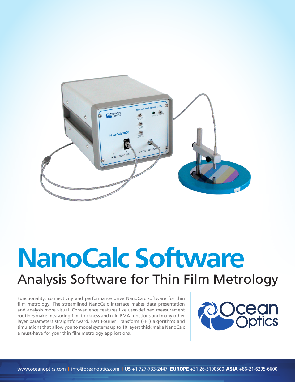 Ocean Optics NanoCalc Software User Manual | 2 pages