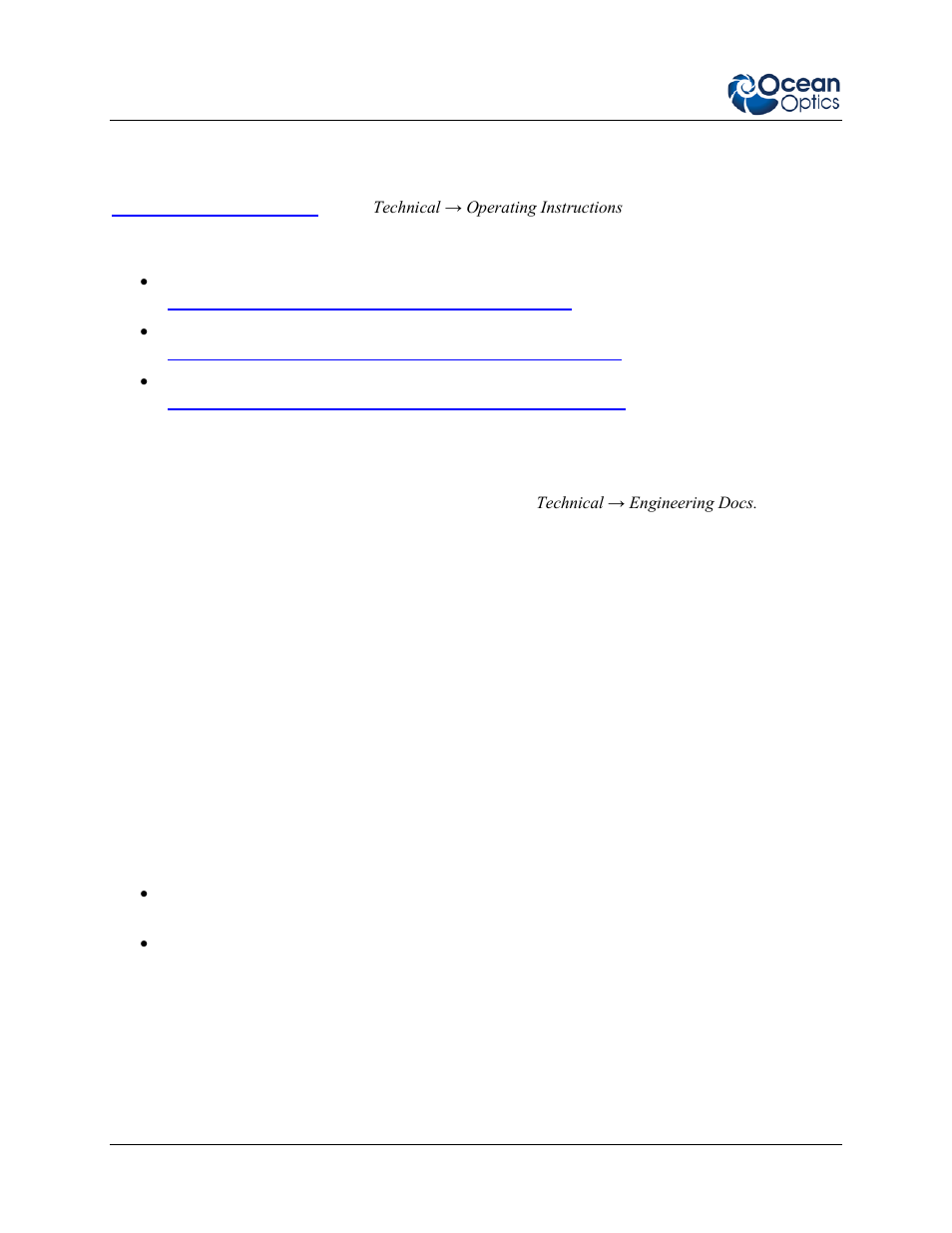 Product-related documentation, Upgrades, Service | Ocean Optics Nirquest Install User Manual | Page 6 / 52