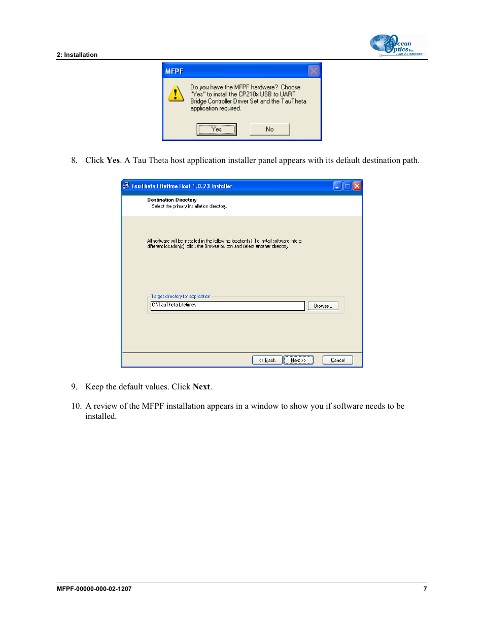 Ocean Optics MultiFrequency Phase Fluorometer User Manual | Page 15 / 32