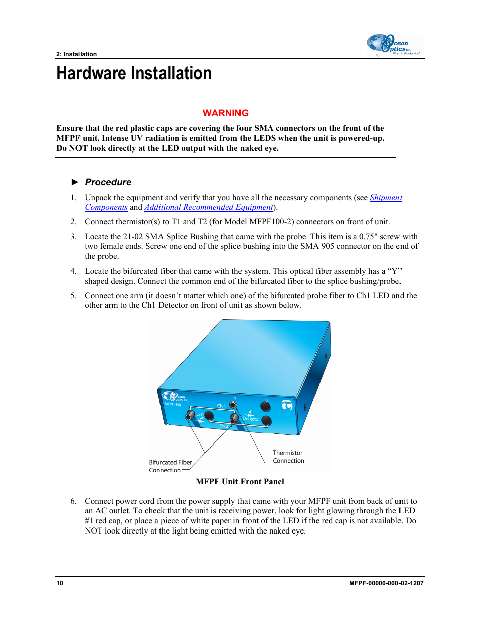 Hardware installation | Ocean Optics MultiFrequency Phase Fluorometer User Manual | Page 18 / 32