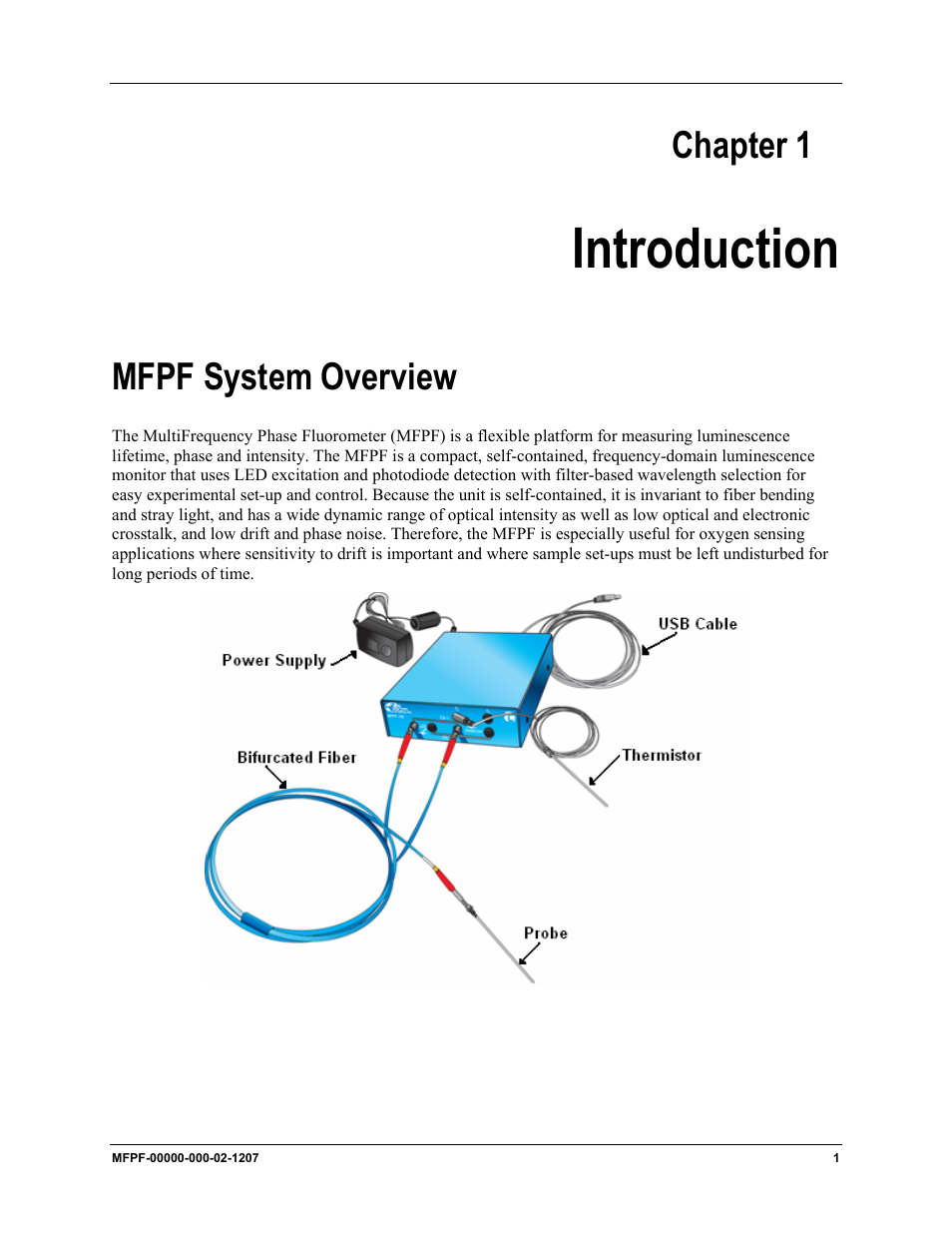 Introduction, Mfpf system overview, Chapter 1 | Ocean Optics MultiFrequency Phase Fluorometer User Manual | Page 9 / 32