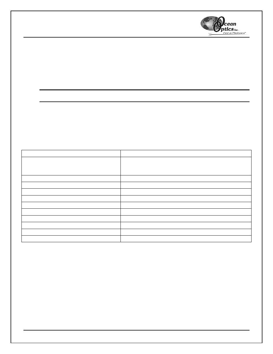 Specifications | Ocean Optics T300-RT-UV-VIS User Manual | Page 2 / 2